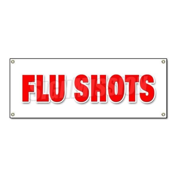 Signmission FLU SHOTS BANNER SIGN medical walk in clinic shot season DR doctor nurse - B-FLU SHOTS