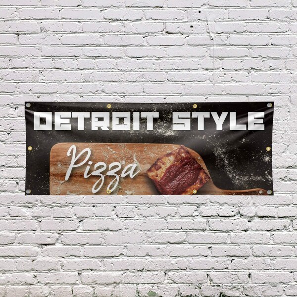 Signmission Detroit Style Pizza, 36 Inch x 96 Inch, Vinyl Banner - B-96-30544
