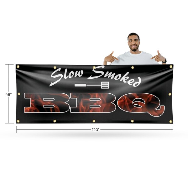 Signmission Slow Smoked BBQ, 48 Inch x 120 Inch, Vinyl Banner - B-120-30855