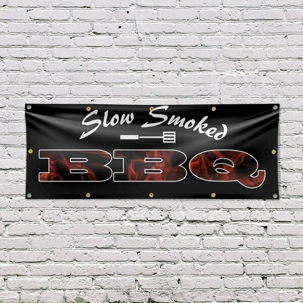 Signmission Slow Smoked BBQ, 48 Inch x 120 Inch, Vinyl Banner - B-120-30855