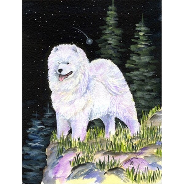 Patioplus Starry Night Samoyed Flag - Garden Size; 11 x 15 in. - PA247099