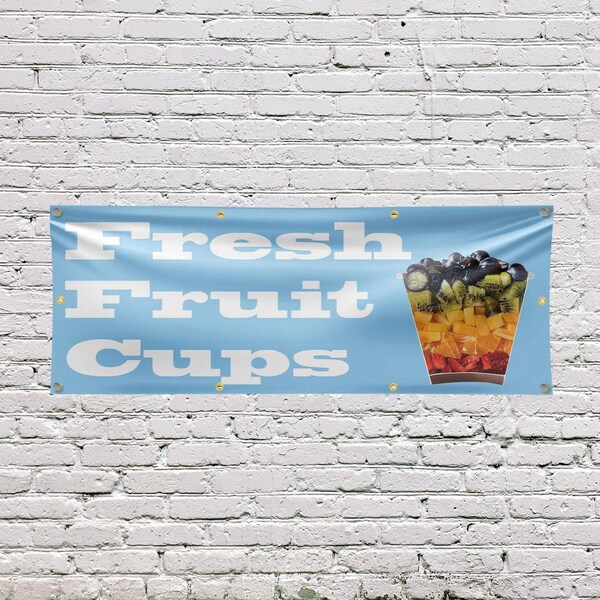 Signmission Fresh Fruit Cups, 36 Inch x 96 Inch, Vinyl Banner - B-96-30656