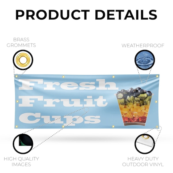 Signmission Fresh Fruit Cups, 36 Inch x 96 Inch, Vinyl Banner - B-96-30656