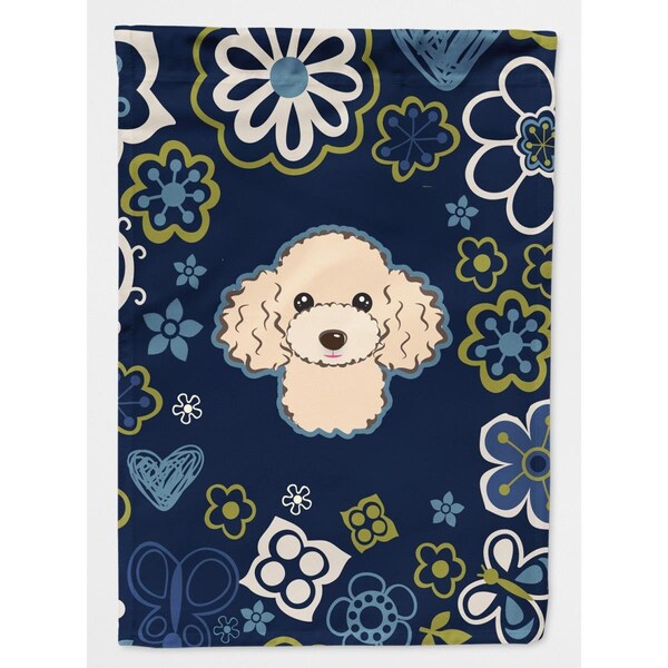 Carolines Treasures Blue Flowers Buff Poodle Garden Size Flag - BB5109GF