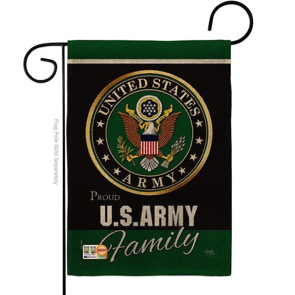 Gardencontrol 13 x 18.5 in. Army Proudly Family Burlap Americana Military Impressions Decorative Vertical Double Sided Garden Flag - GA1486555