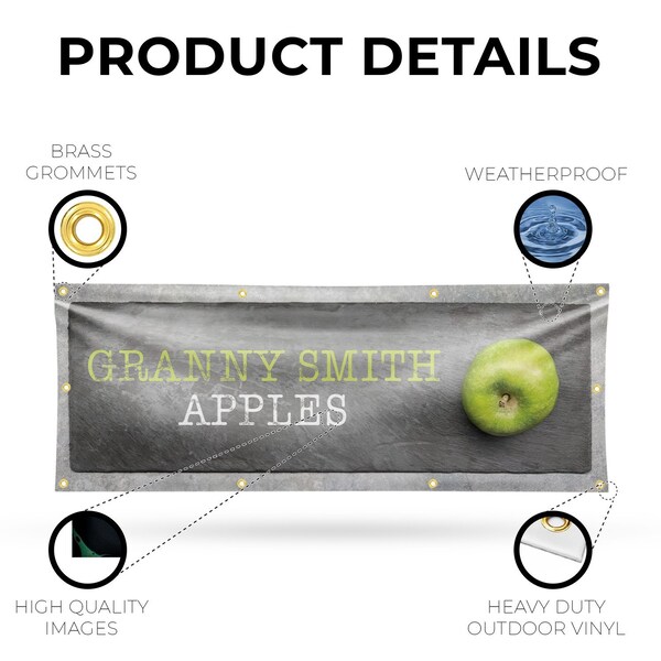 Signmission Granny Smith Apples, 36 Inch x 96 Inch, Vinyl Banner - B-96-30679