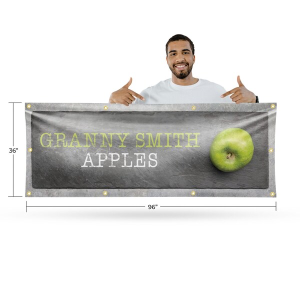 Signmission Granny Smith Apples, 36 Inch x 96 Inch, Vinyl Banner - B-96-30679