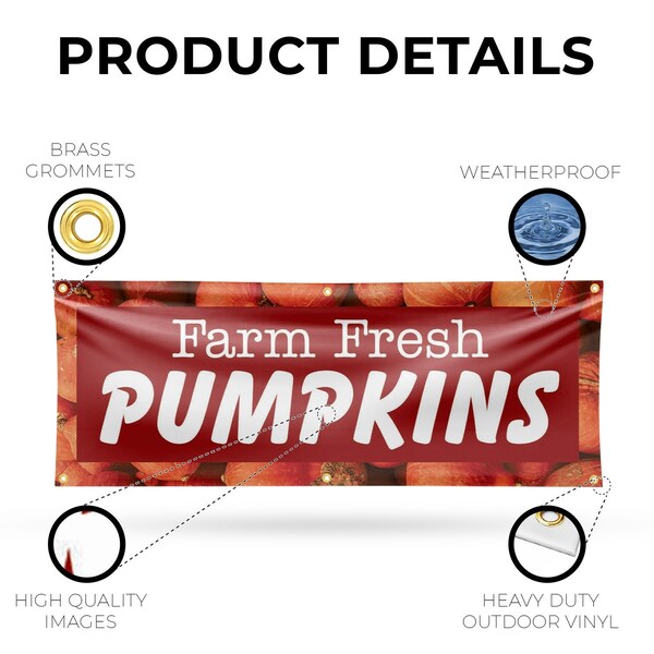 Signmission Farm Fresh Pumpkins, 24 Inch x 72 Inch, Vinyl Banner - B-72-30612