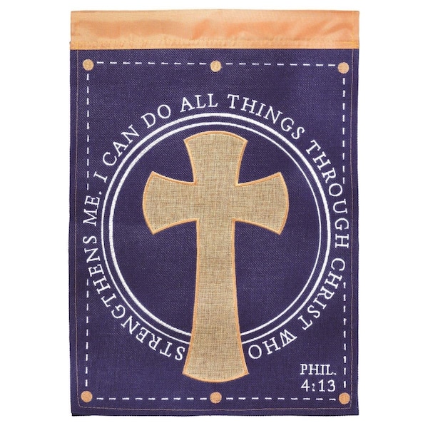 Dicksons 13 x 18 in I Can Do Philippians 413 Blap Double Applique Garden Flag Purple - FLAG2047