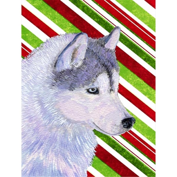 Patioplus 11 x 15 In. Siberian Husky Candy Cane Holiday Christmas Flag; Garden Size - PA631324