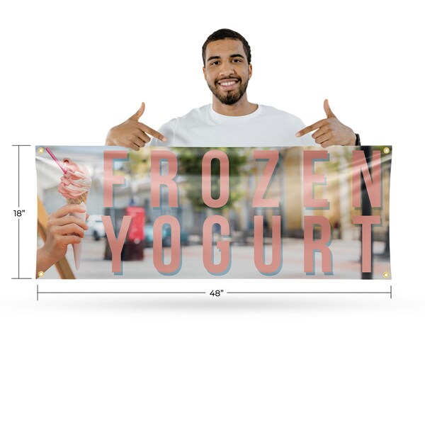 Signmission Frozen Yogurt, 18 Inch x 48 Inch, Vinyl Banner - B-30662