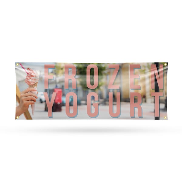 Signmission Frozen Yogurt, 18 Inch x 48 Inch, Vinyl Banner - B-30662