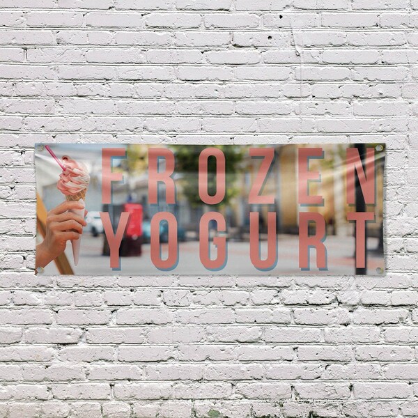 Signmission Frozen Yogurt, 18 Inch x 48 Inch, Vinyl Banner - B-30662
