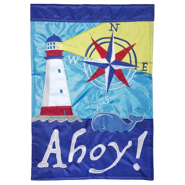 Magnolia Gardens 13 x 18 in Double Applique Nautical Welcome Polyester Garden Flag - M011318