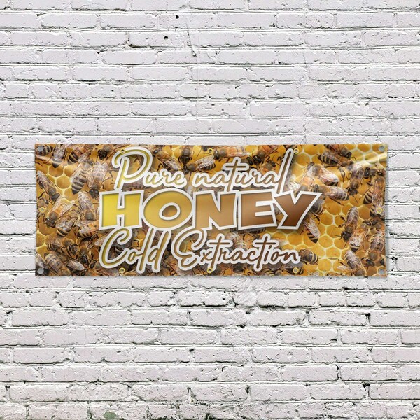 Signmission Pure Natural Honey Cold Extracted, 48 Inch x 120 Inch, Vinyl Banner - B-120-30826