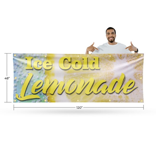 Signmission Iced Cold Lemonade, 48 Inch x 120 Inch, Vinyl Banner - B-120-30705