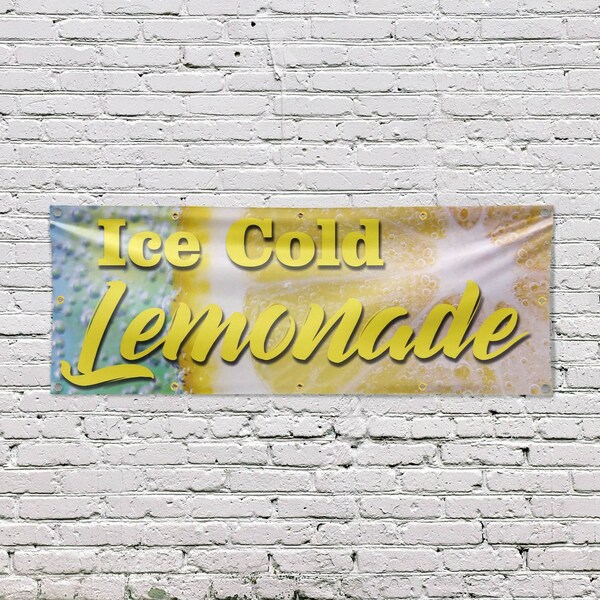 Signmission Iced Cold Lemonade, 48 Inch x 120 Inch, Vinyl Banner - B-120-30705