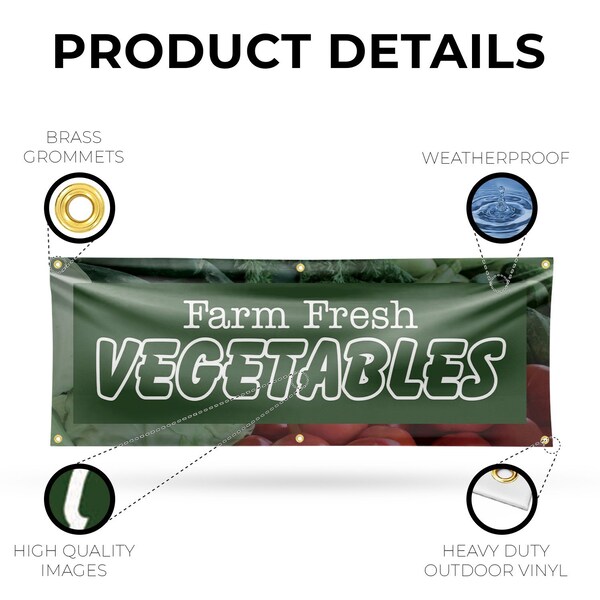 Signmission Farm Fresh Vegetables, 24 Inch x 72 Inch, Vinyl Banner - B-72-30619