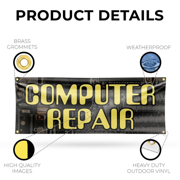 Signmission Computer Repair, 18 Inch x 48 Inch, Vinyl Banner - B-30527