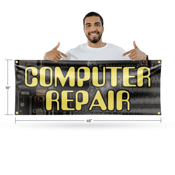 Signmission Computer Repair, 18 Inch x 48 Inch, Vinyl Banner - B-30527