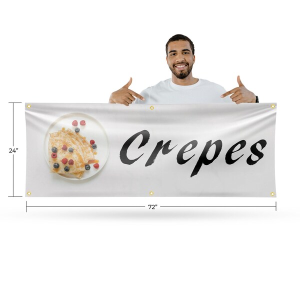 Signmission Crepes, 24 Inch x 72 Inch, Vinyl Banner - B-72-30534