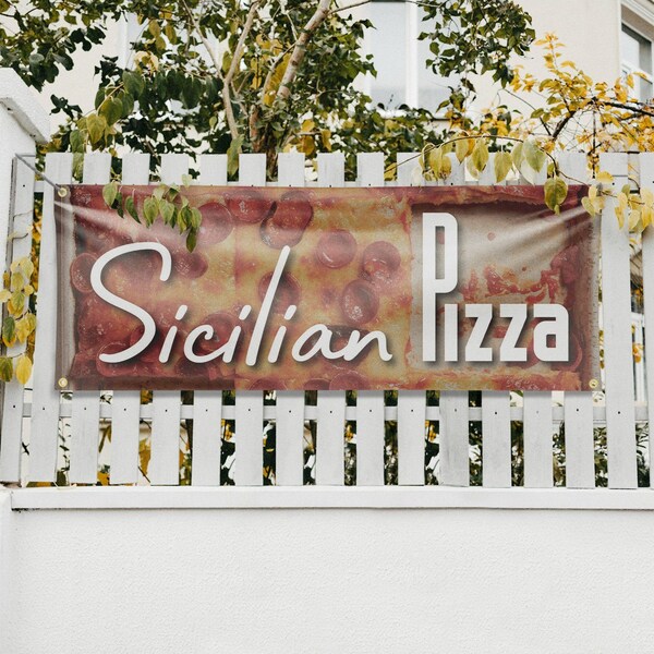 Signmission Sicilian Pizza, 18 Inch x 48 Inch, Vinyl Banner - B-30854