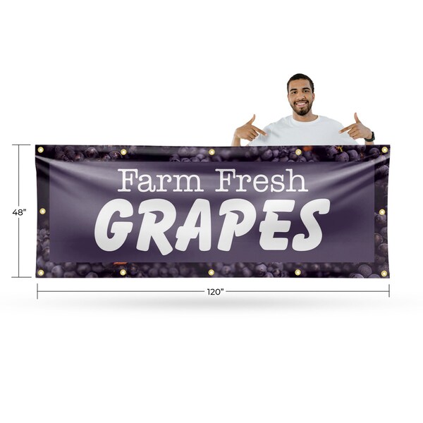Signmission Farm Fresh Grapes, 48 Inch x 120 Inch, Vinyl Banner - B-120-30594