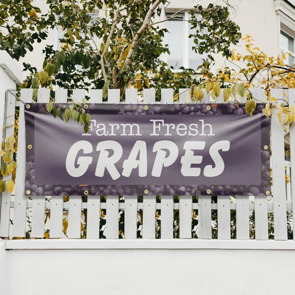 Signmission Farm Fresh Grapes, 48 Inch x 120 Inch, Vinyl Banner - B-120-30594