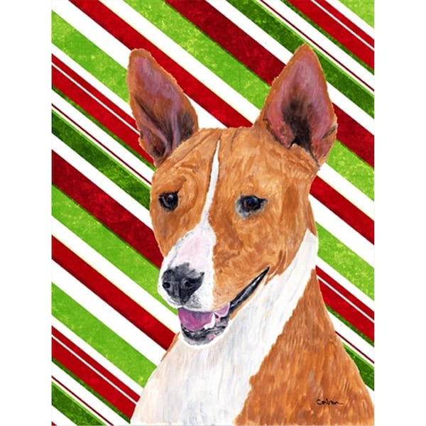 Patioplus Basenji Candy Cane Holiday Christmas Flag - Garden Size; 11 x 15 in. - PA244436
