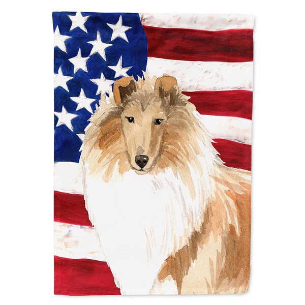 Patioplus Patriotic USA Rough Collie Flag Canvas House Size - PA2552854