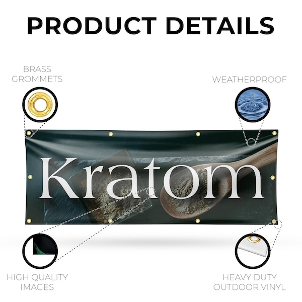 Signmission Kratom, 36 Inch x 96 Inch, Vinyl Banner - B-96-30719