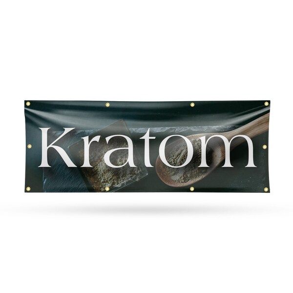 Signmission Kratom, 36 Inch x 96 Inch, Vinyl Banner - B-96-30719