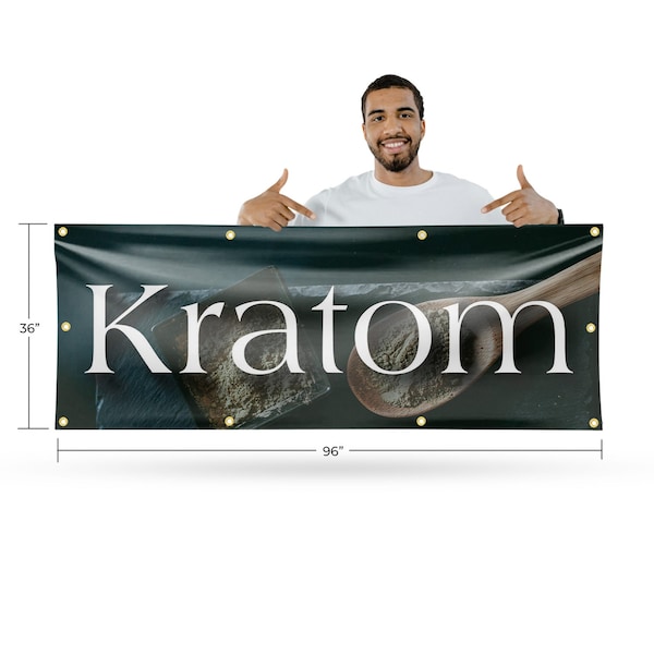 Signmission Kratom, 36 Inch x 96 Inch, Vinyl Banner - B-96-30719