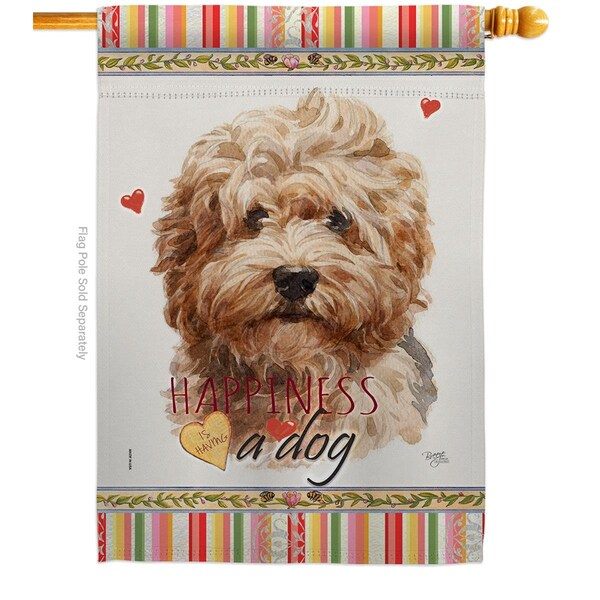 Gardencontrol 28 x 40 in. Dog Shaggy Havanese Happiness Double-Sided Decorative Vertical House Flag - GA2158645