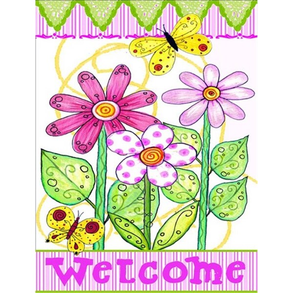 Carolines Treasures Flower Welcome Flag Canvas House Size - PJC1048CHF