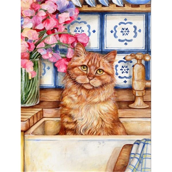 Patioplus Cat in Sink by Debbie Cook Flag Garden Size - PA889353
