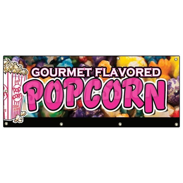 Signmission GOURMET FLAVORED POPCORN BANNER SIGN flavoring flavor caramel gift - B-96 GOURMET FLAVORED POPCORN