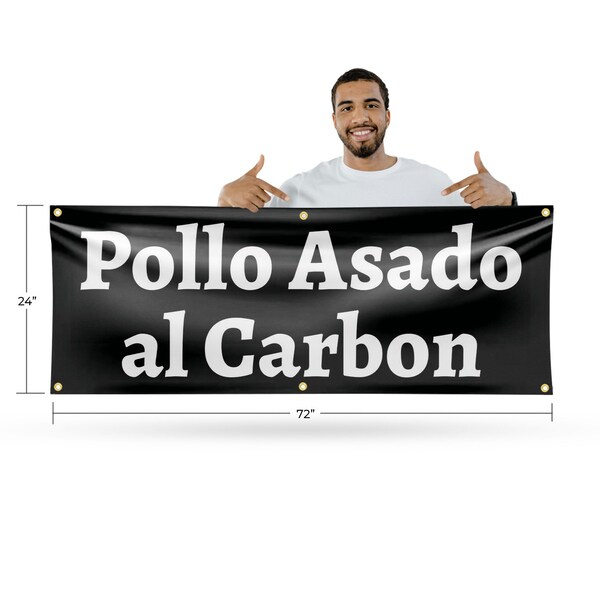 Signmission Pollo Assado al Carbon, 24 Inch x 72 Inch, Vinyl Banner - B-72-30811