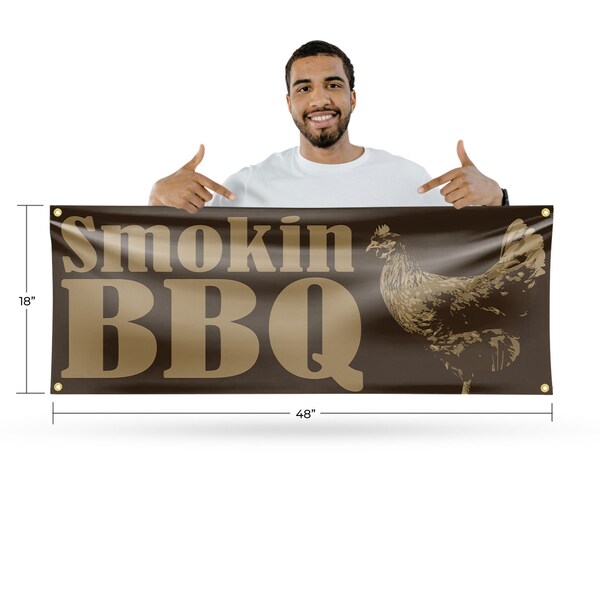 Signmission Smokin BBQ, 18 Inch x 48 Inch, Vinyl Banner - B-30862