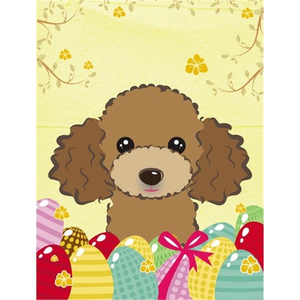 Patioplus Chocolate Brown Poodle Easter Egg Hunt Flag Garden - PA254197