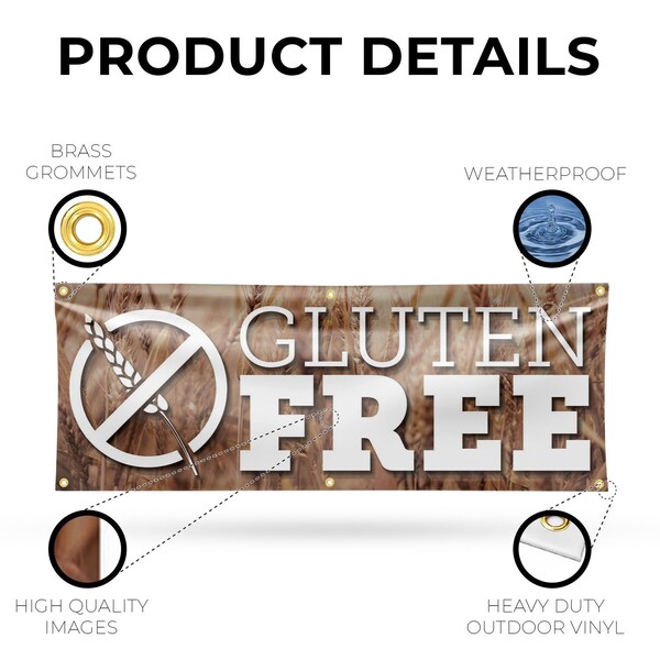 Signmission Gluten Free, 24 Inch x 72 Inch, Vinyl Banner - B-72-30671