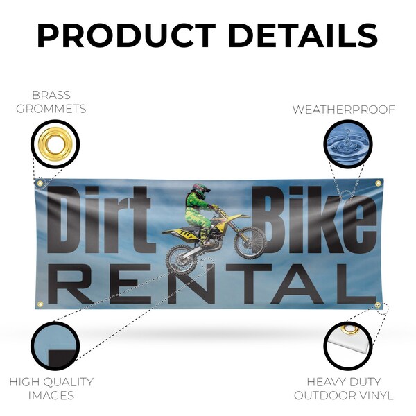 Signmission Dirt Bike Rental, 18 Inch x 48 Inch, Vinyl Banner - B-30545