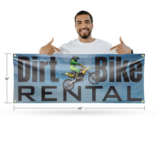 Signmission Dirt Bike Rental, 18 Inch x 48 Inch, Vinyl Banner - B-30545