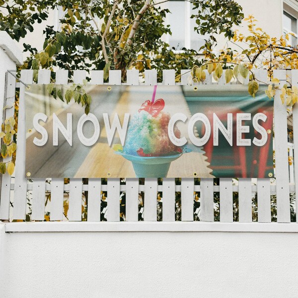 Signmission Snow Cones, 36 Inch x 96 Inch, Vinyl Banner - B-96-30864