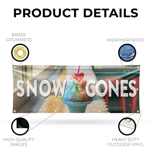 Signmission Snow Cones, 36 Inch x 96 Inch, Vinyl Banner - B-96-30864