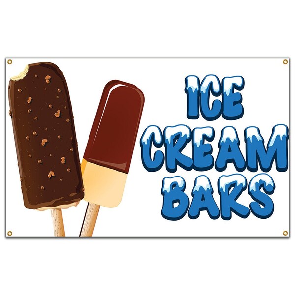 Signmission Ice Cream Bars Banner Concession Stand Food Truck Single Sided - B-ICE CREAM BARS19