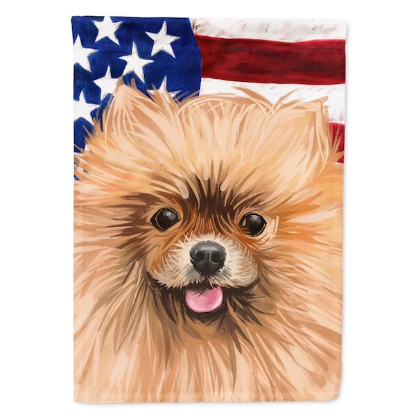 Carolines Treasures Pomeranian Dog American Canvas House Flag - 28 x 0.01 x 40 in. - CK6655CHF
