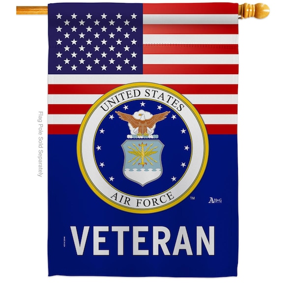 Americana Home & Garden 28 x 40 in. US Air Force Veteran House Flag with Armed Forces Double-Sided Vertical Flags  Banner - AM578923