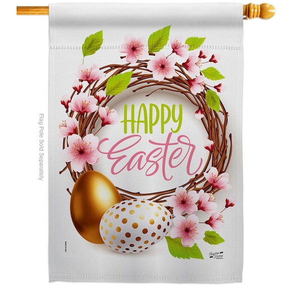 Patio Trasero Easter Wreath Springtime Double-Sided Garden Decorative House Flag, Multi Color - PA3888977