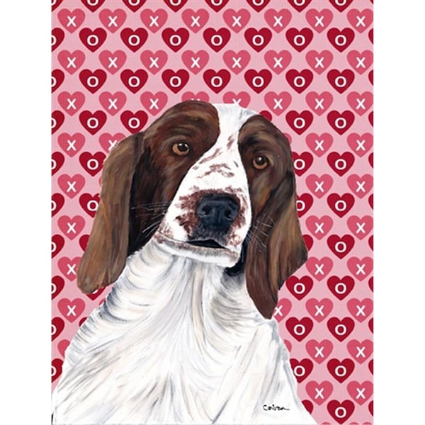 Patioplus 15 x 15 In. Welsh Springer Spaniel Hearts Love Valentines Day Flag Garden - PA631396